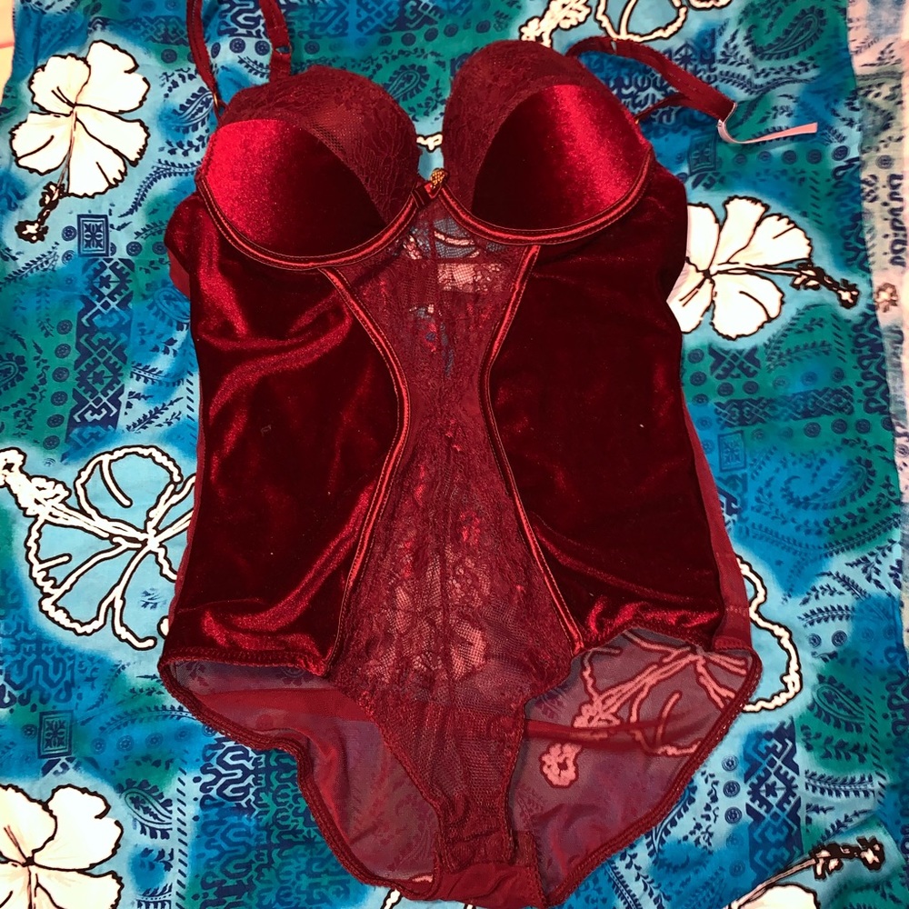 Maroon bodysuit push up lingerie one piece
